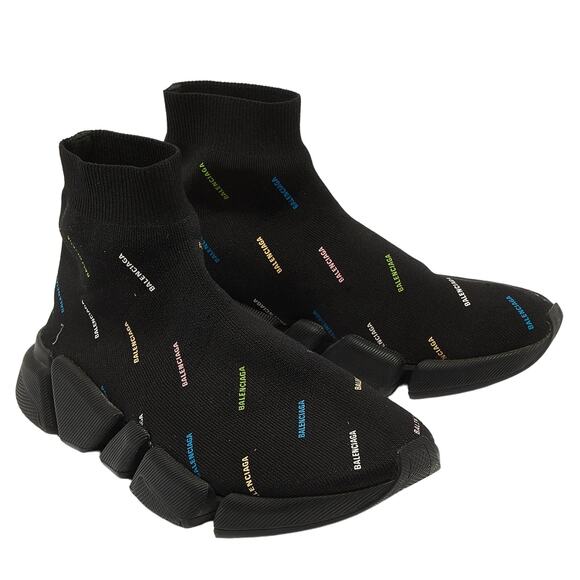 Balenciaga Logo Knit Fabric Speed Trainer Sock Sneakers Rainbow Streetwear US 9 - Picture 1 of 11